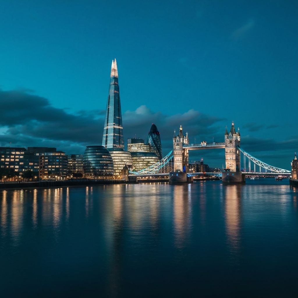 London skyline at night
